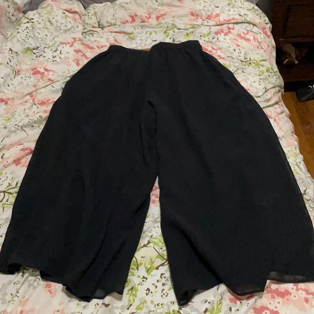 Black chiffon wide leg trousers
